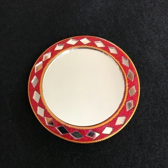 Four small compact makeup purse mirrors Red Glitter Diamond Crystals Hearts - Picture 3 of 16